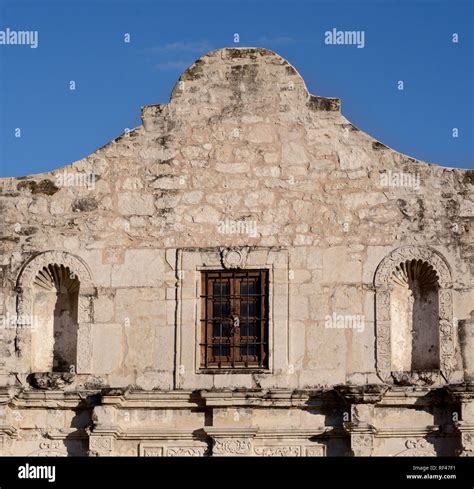 The facade of The Alamo Mission, commonly called The Alamo, in San ...