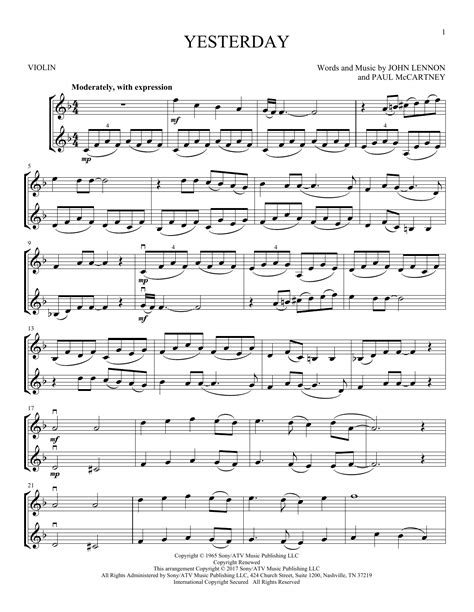 The Beatles "Yesterday" Sheet Music Notes | Download Printable PDF Score 61080