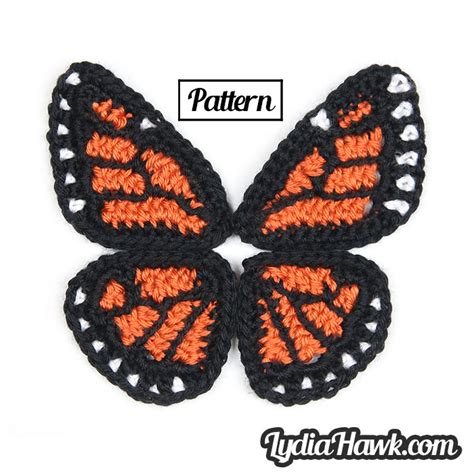 My Freeform Crochet Monarch Butterfly Applique - Lydia Hawk Designs