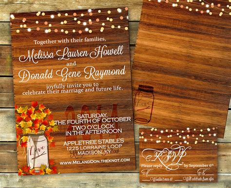 Rustic Fall Wedding Invitation Shower Invitation Fall