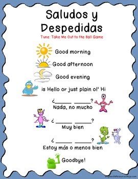 Spanish Greetings Song by Spanish Resource Shop | TpT