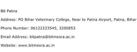 Bit Patna Address, Contact Number of Bit Patna