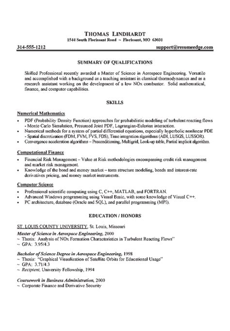 Aerospace Engineer Resume Example