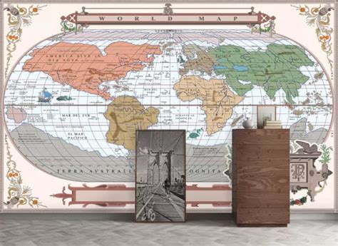 3D WORLD MAP Style G6322 Wallpaper Wall Murals Removable Self-adhesive Erin EUR 25,82 - PicClick FR