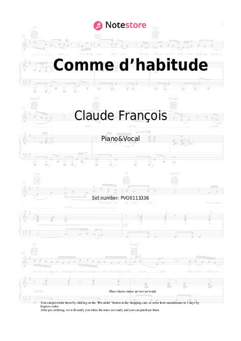 Claude François - Comme d’habitude piano sheet music in Note-Store.com ...