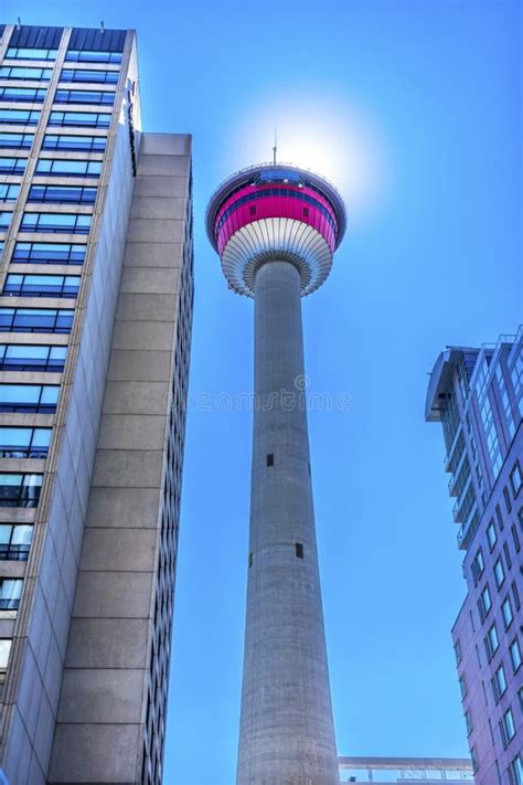 Calgary Tower Sun Alberta Canada Stock Photo - Image of landmark ...