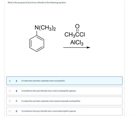 Solved What is the purpose of aluminum chloride in the | Chegg.com