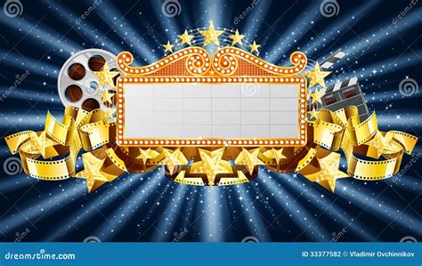 Movie Clapper Board And Golden Film Reel Royalty-Free Cartoon ...