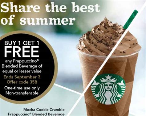 Starbucks Coupons | B1G1 Free Frappucinos!