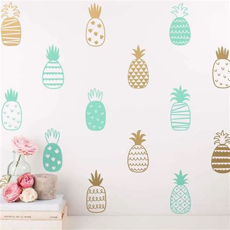 14 Style DIY Pineapple Art Decor Vinyl Wall Sticker , Cute Pineapple Wall Decals Nursery Art ...