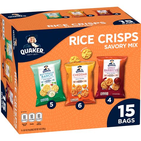 Quaker Rice Crisps Savory Mix, Variety Pack (Buttermilk Ranch, Cheddar and Sweet Barbecue ...