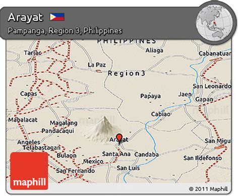 Free Shaded Relief Panoramic Map of Arayat