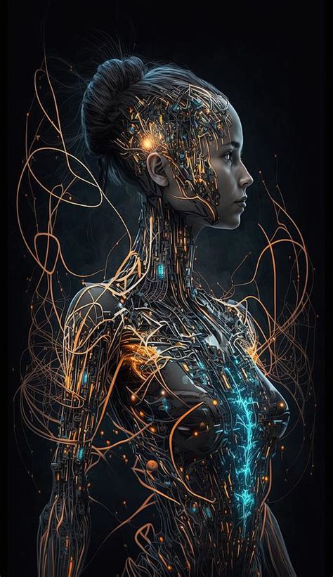 Android Woman With Wires Digital Art by Damien Adam - Fine Art America