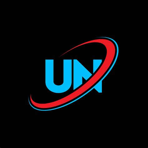 un logotipo. un diseño letra azul y roja de la onu. diseño del logotipo ...