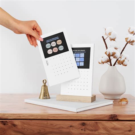 Vertical Desk Calendar (2023) with Wooden Stand | Office Desk Accessor ...