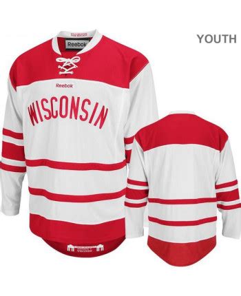 Youth Under Armour Wisconsin Badgers White Custom Hockey Jersey