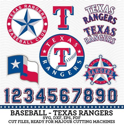 Texas Rangers Baseball Logos & Numbers. SVG, dxf, eps, PDF Vector ...