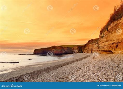 Impressive Red Sandstones of the Ladram Bay on the Jurassic Coast, a World Heritage Site on the ...