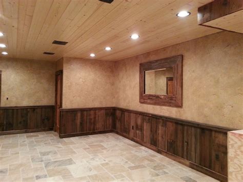 crackled finish above barn wood wainscoting Diy Wainscoting Dining Room, Rustic Wainscoting ...