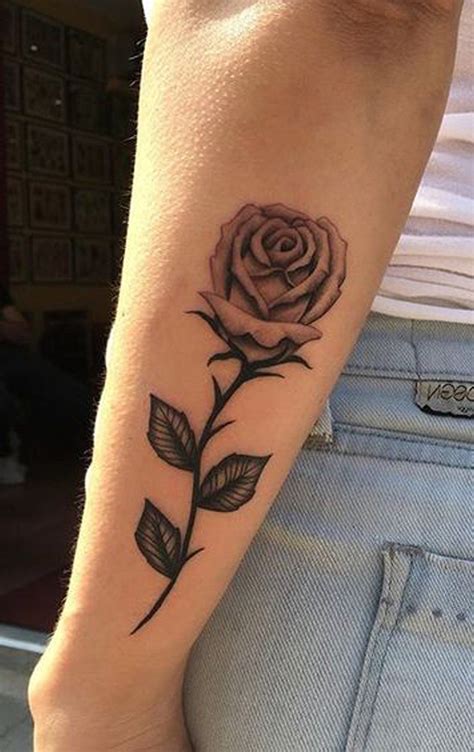 Realistic Single Rose Forearm Tattoo Ideas for Women - Beautiful Floral Flower Arm Tat - www.MyB ...