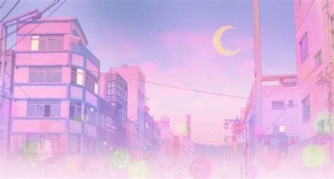 Download Pink Anime Aesthetic Sailor City Wallpaper | Wallpapers.com