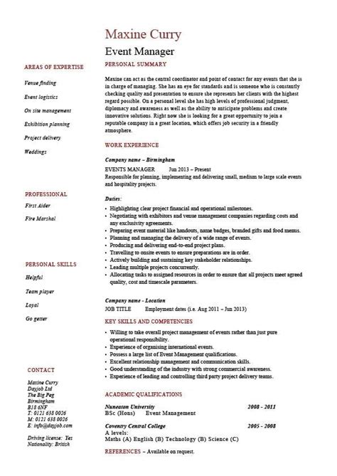 Event manager resume, examples, pdf, job description, free