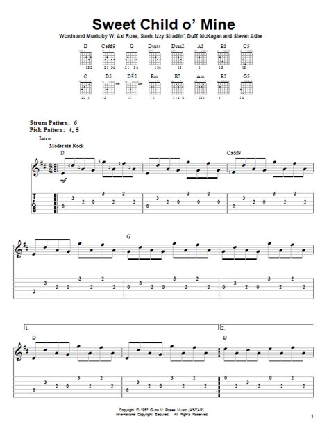 Sweet Child O' Mine by Guns N' Roses - Easy Guitar Tab - Guitar Instructor