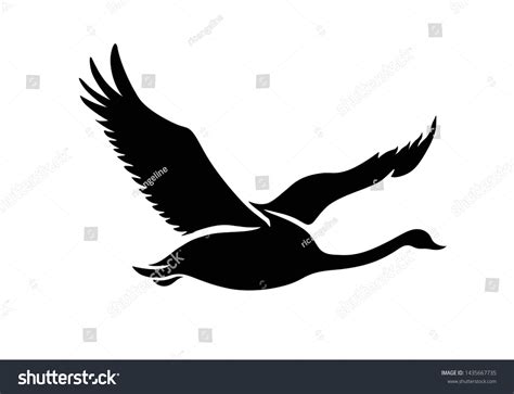 Flying Swan Silhouette Logo Vector Illustration Stock Vector (Royalty Free) 1435667735 ...