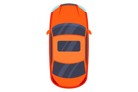 Orange Car Top View. Auto Cartoon Icon Graphic by ladadikart · Creative ...