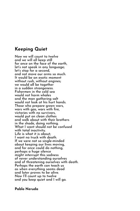 Keeping Quiet By Pablo Neruda Poems Quiet Words – NBKomputer