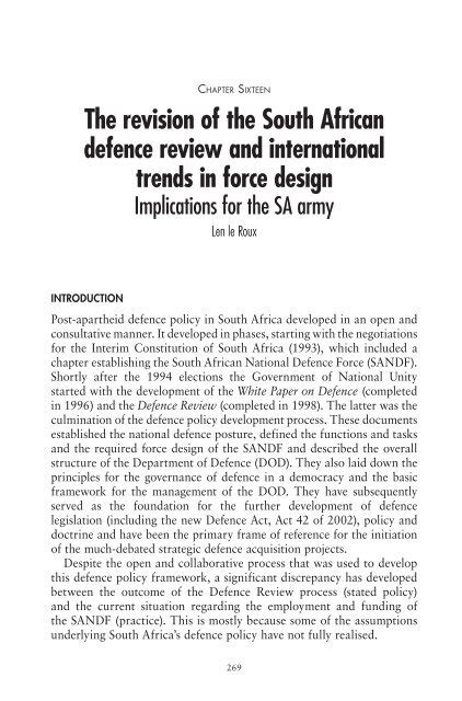 The Revision of the South African Defence Review and International ...