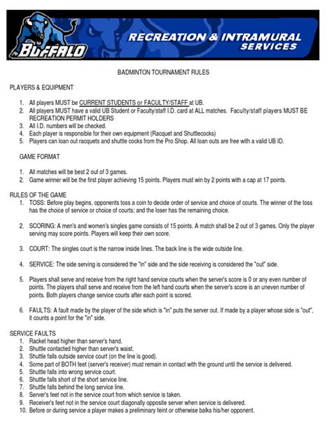 Badminton Tournament Rules Players & Equipment | PDF | Identity ...