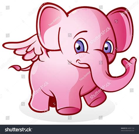 Flying Pink Elephant Cartoon Character Stock Vector Illustration 64091134 : Shutterstock