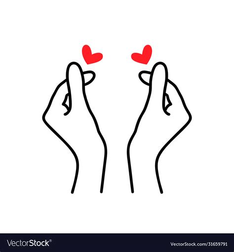 Korean heart sign finger love symbol happy Vector Image