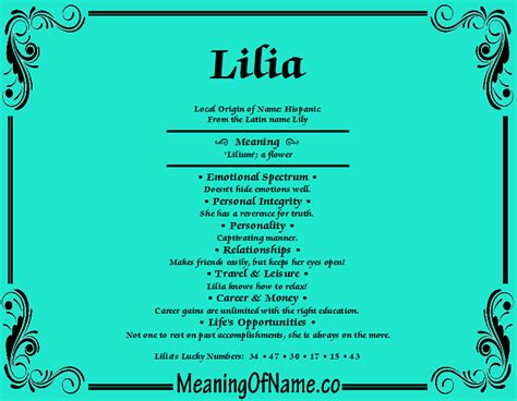 Lilia - Meaning of Name