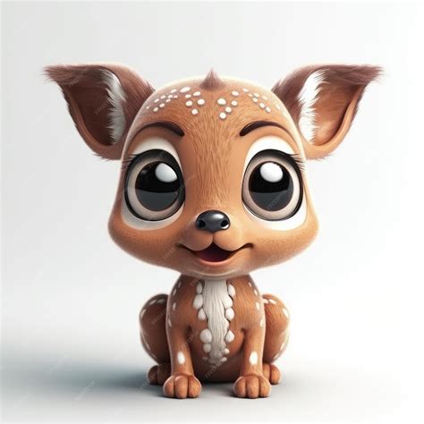 Premium AI Image | Adorable Baby Deer with Big Smiling Eyes in Pixar Style