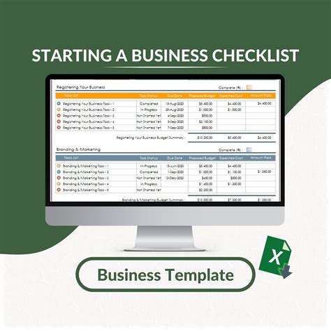 Starting a Business Checklist Excel Template Business Planner Tracker ...