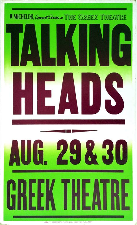 Talking Heads – 1983 Concert Poster/Greek Theatre Los Angeles