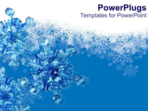 PowerPoint Template: 3d snowflakes blue and white backgrounds snow (13073)