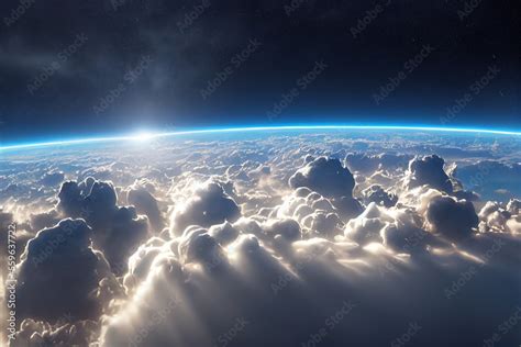 Splendid background cloudscape above the earth's atmosphere in the ...