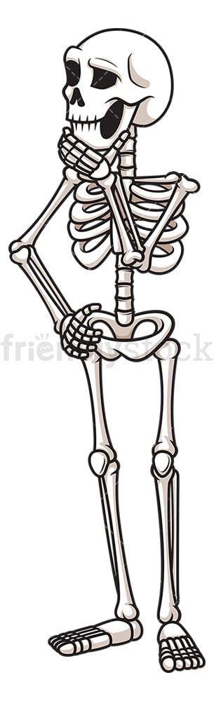 Confused Skeleton Thinking Cartoon Clipart Vector - FriendlyStock