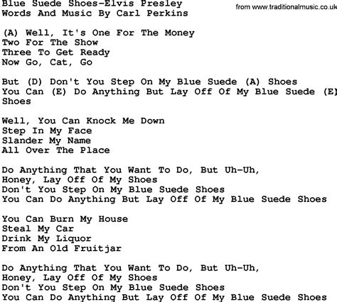 Country Music:Blue Suede Shoes-Elvis Presley Lyrics and Chords