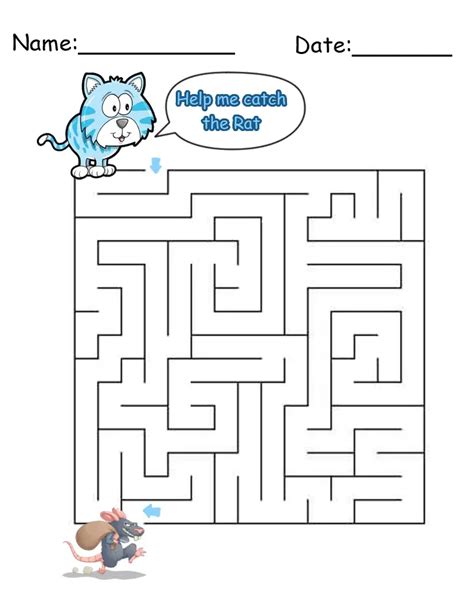 Cat Maze Printable Games