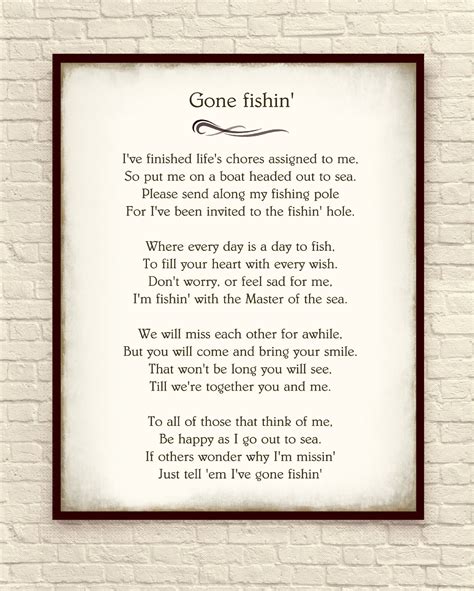 Grief Gift, Condolence Gift, Poetry Art Print, Bereavement Gift, Gone Fishin Poem, Sympathy Gift ...