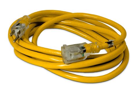 15-ft 12/3 Heavy Duty Lighted SJTW Indoor/Outdoor Extension Cord by Watt's Wire - Yellow 15' 12 ...