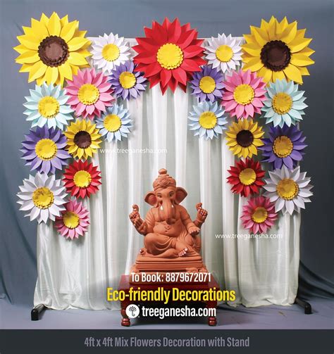 Ganpati Decoration 4x4ft Mix Flower| Eco-friendly Ganpati decoration ...