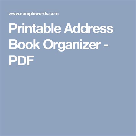 Printable Address Book Organizer - PDF | Book organization, Address book template, Address book