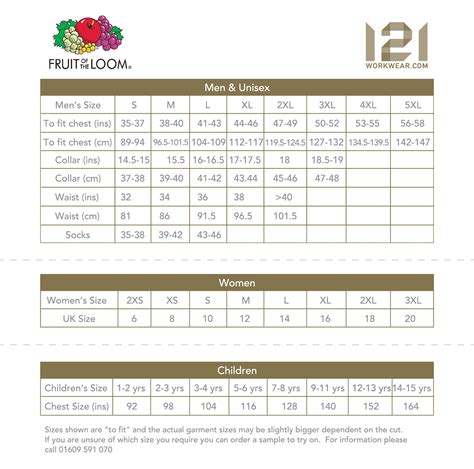 Fruit Of The Loom Childrens Size Chart - Ponasa