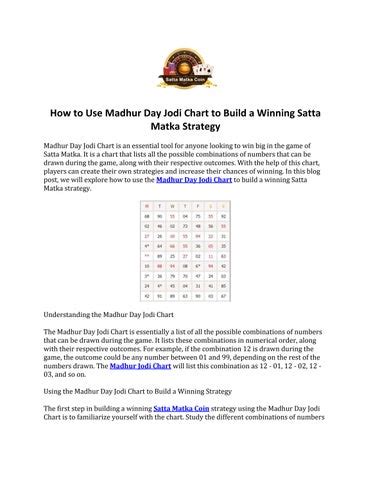 How to Use Madhur Day Jodi Chart to Build a Winning Satta Matka ...