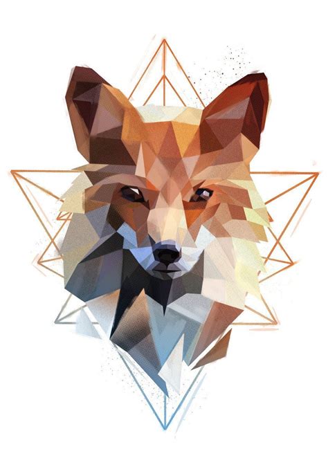 'Fox' Poster by Tomasz Dąbek | Displate | Geometric art animal, Geometric animals, Geometric fox